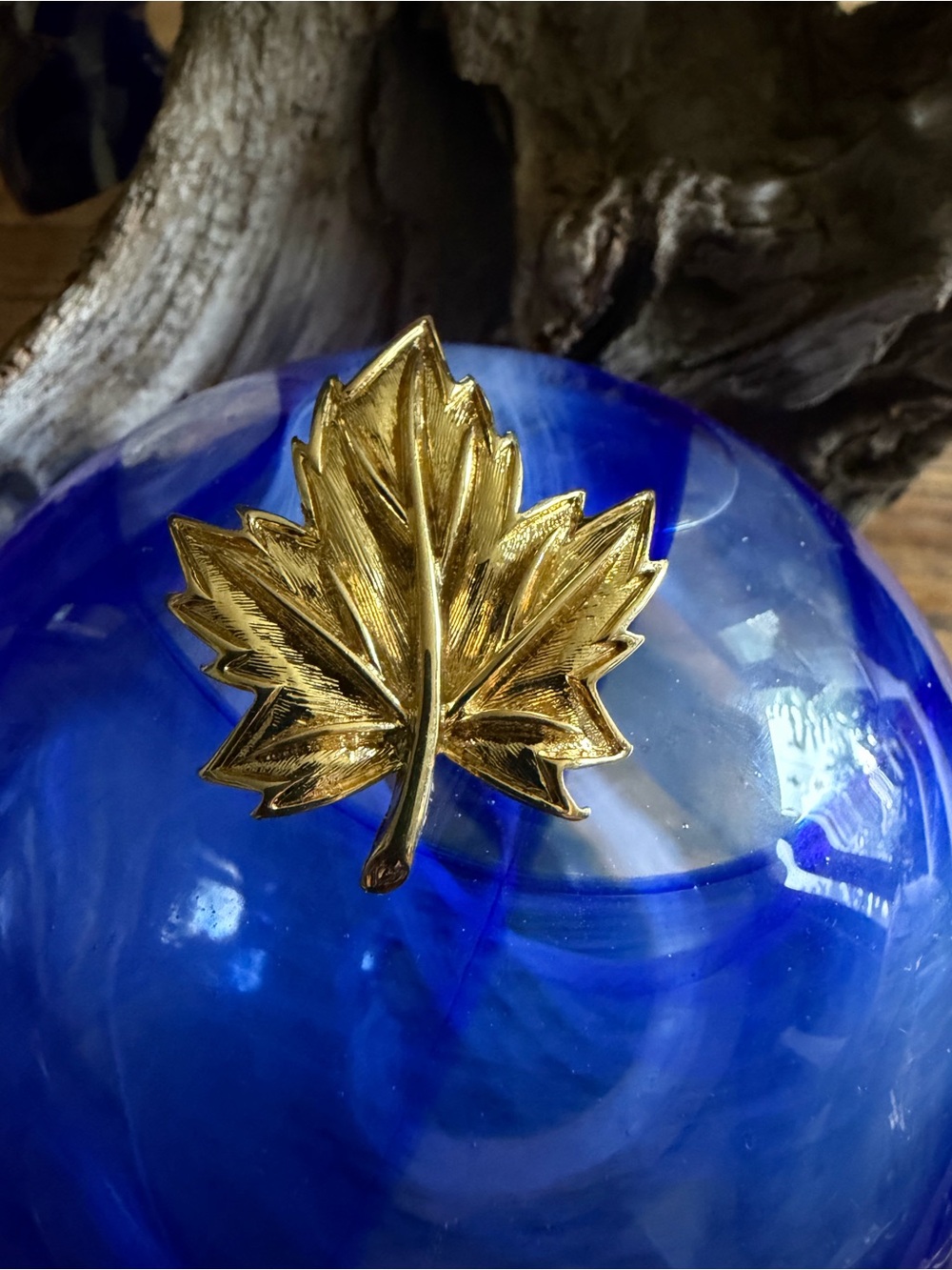 D’Orlan Gold Toned Maple Leaf Brooch